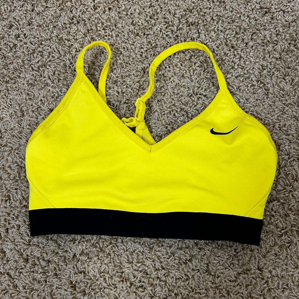 YELLOW nike sports bra size s well worn